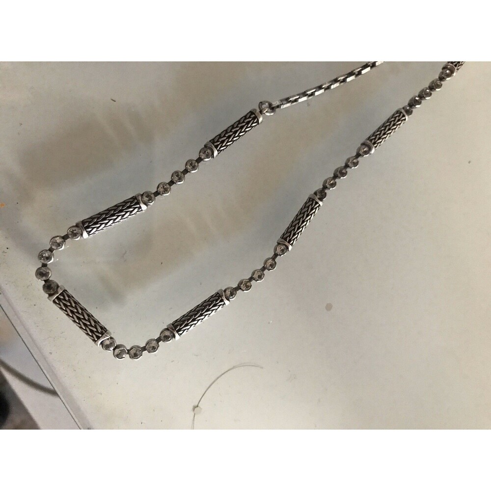 DESIGNER BRIGHTON EARLY! SCROLL PANEL MATTE SILVER 18" LONG NECKLACE